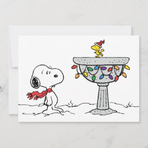 Erdnüsse   Snoopy & Woodstock Gefrorenes Vogelbad Feiertagskarte