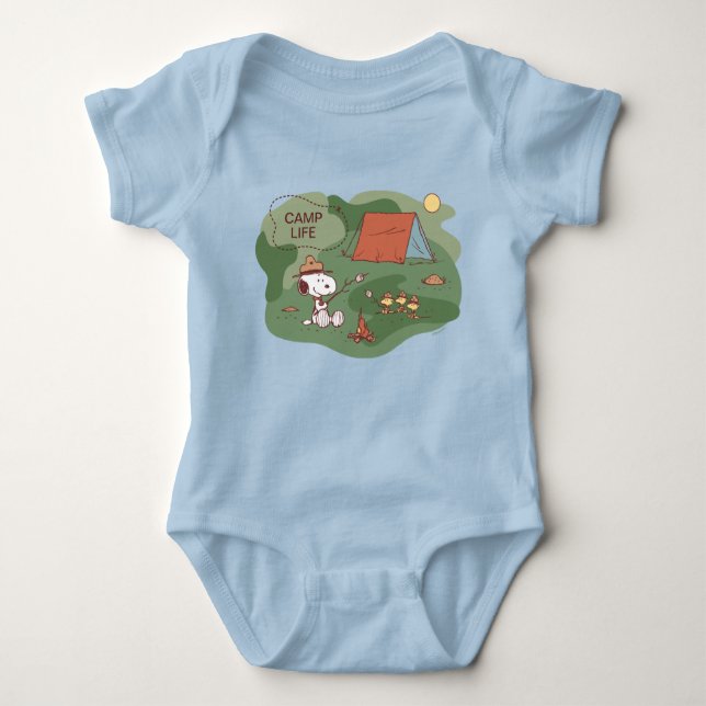 Erdnüsse | Snoopy & Woodstock Happy Campers Baby Strampler (Vorderseite)