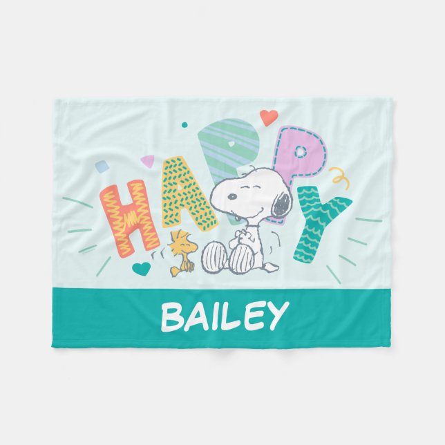 Erdnüsse | Snoopy & Woodstock Happy Fleecedecke (Vorderseite (Horizontal))