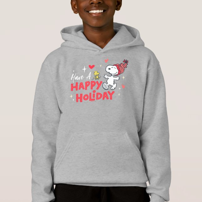 Erdnüsse | Snoopy & Woodstock Happy Holidays Hoodie (Vorderseite)