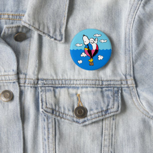 Erdnüsse Snoopy & Woodstock Heißluftballon Button