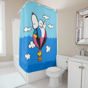 Erdnüsse Snoopy & Woodstock Heißluftballon Duschvorhang