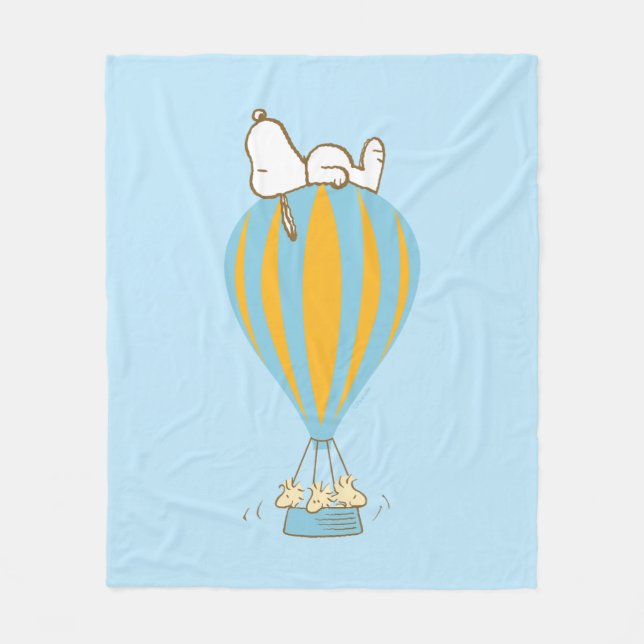 Erdnüsse | Snoopy & Woodstock Heißluftballon Fleecedecke (Vorderseite)