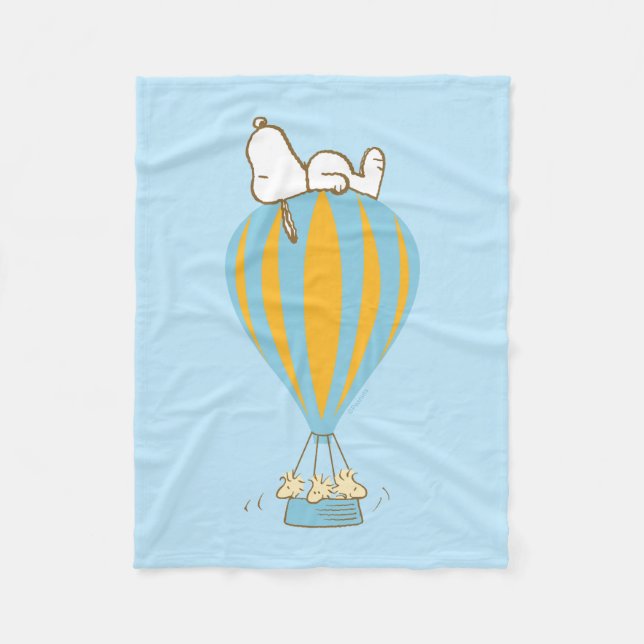 Erdnüsse | Snoopy & Woodstock Heißluftballon Fleecedecke (Vorderseite)