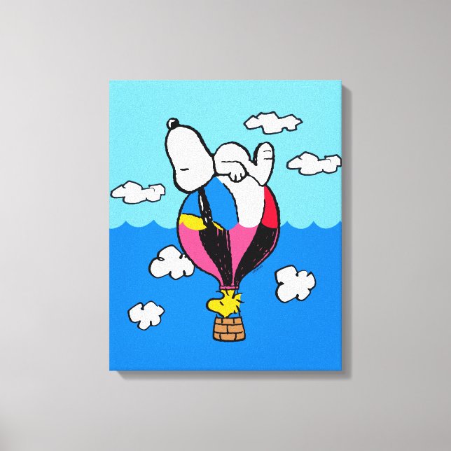 Erdnüsse | Snoopy & Woodstock Heißluftballon Leinwanddruck (Vorderseite)