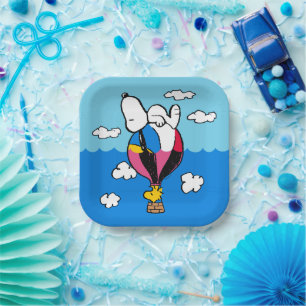 Erdnüsse   Snoopy & Woodstock Heißluftballon Pappteller