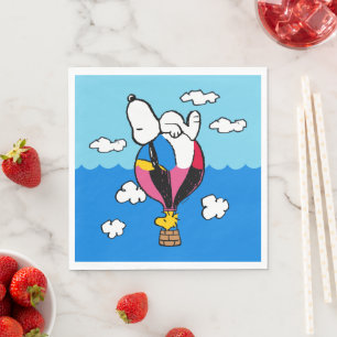 Erdnüsse Snoopy & Woodstock Heißluftballon Serviette