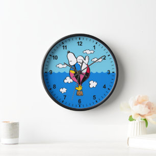 Erdnüsse   Snoopy & Woodstock Heißluftballon Uhr