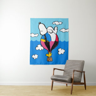 Erdnüsse Snoopy & Woodstock Heißluftballon Wandteppich