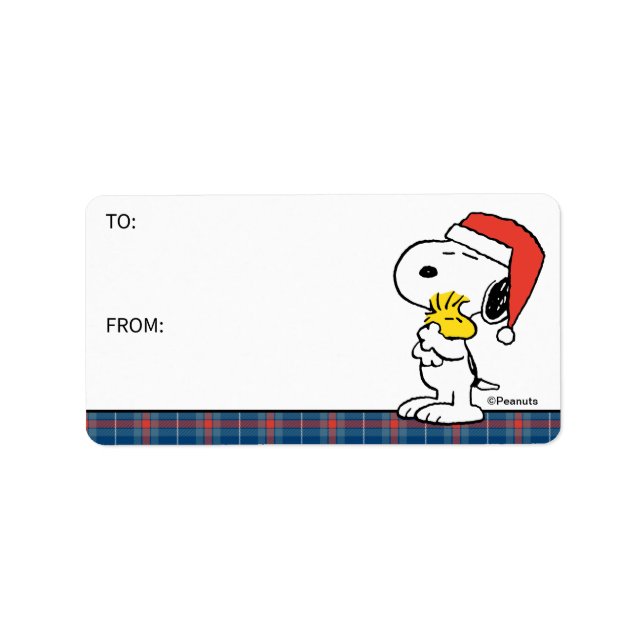 Erdnüsse | Snoopy & Woodstock Holiday Hugs Geschen Adressaufkleber (Vorne)