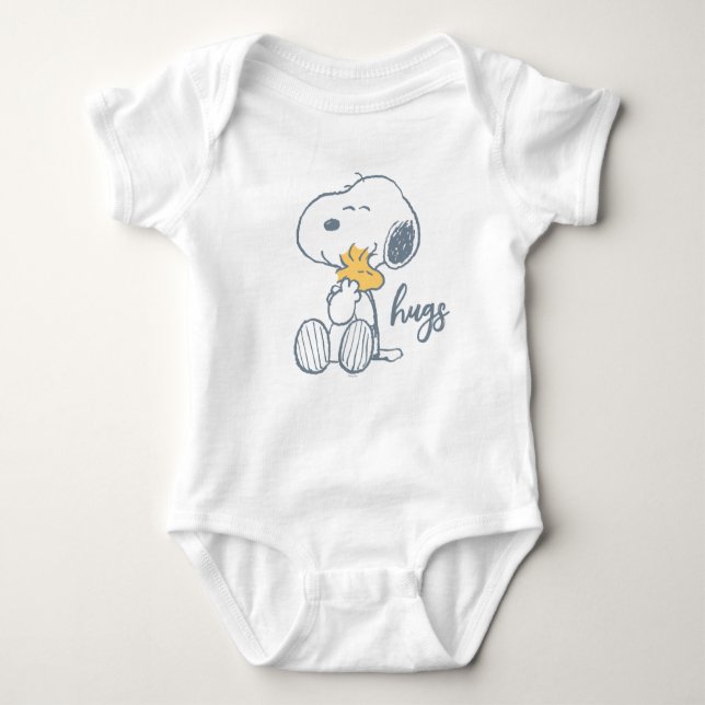 Erdnüsse | Snoopy & Woodstock Hug Baby Strampler (Vorderseite)