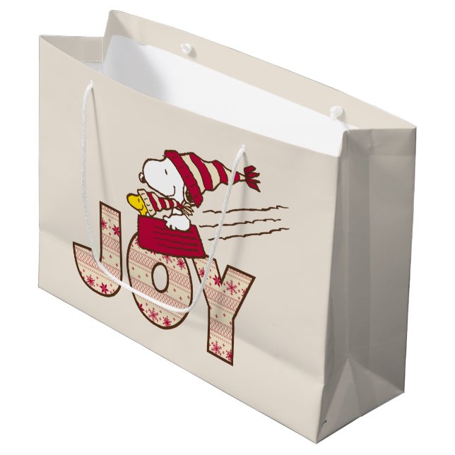 Erdnüsse | Snoopy & Woodstock Joy Sled Ride Große Geschenktüte (Vorderseite Schrägansicht)