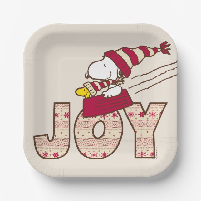Erdnüsse | Snoopy & Woodstock Joy Sled Ride Pappteller (Vorderseite)