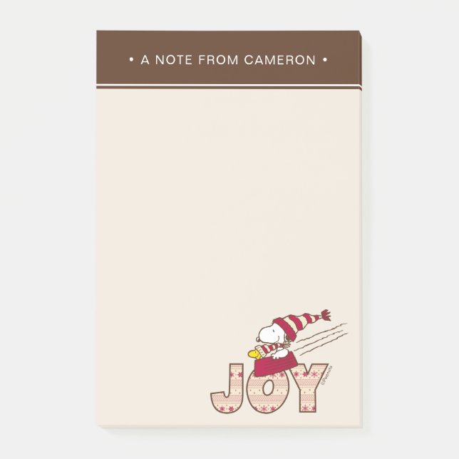 Erdnüsse | Snoopy & Woodstock Joy Sled Ride Post-it Klebezettel (Vorderseite)