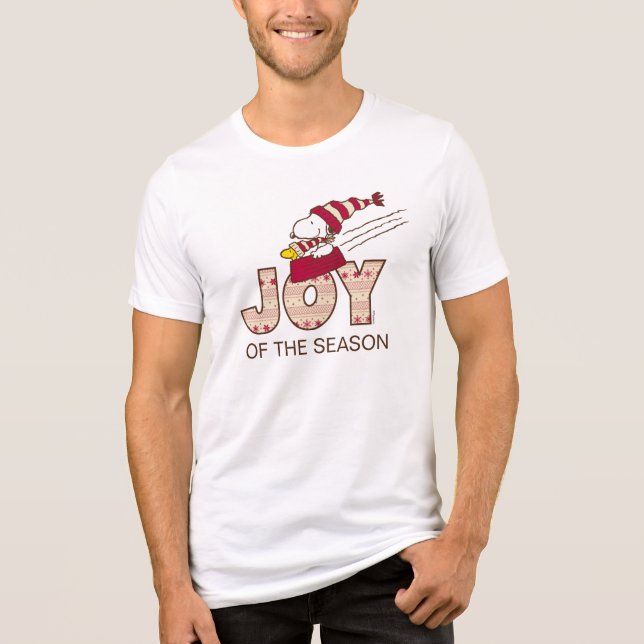 Erdnüsse | Snoopy & Woodstock Joy Sled Ride Tri-Blend Shirt (Vorderseite)
