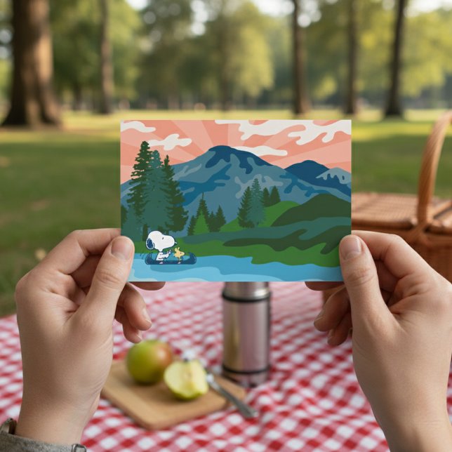 Erdnüsse | Snoopy & Woodstock Kanu Postkarte (Von Creator hochgeladen)