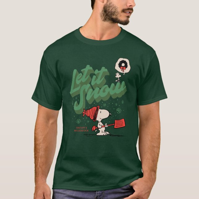 Erdnüsse | Snoopy & Woodstock Let It Snow T-Shirt (Vorderseite)