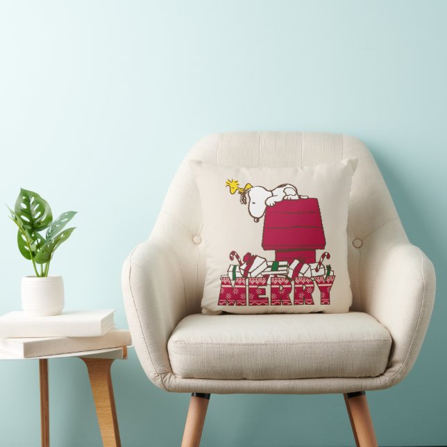 Erdnüsse | Snoopy & Woodstock Merry Ugly Sweater Kissen (Stuhl )