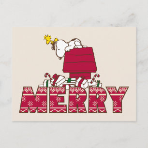 Erdnüsse   Snoopy & Woodstock Merry Ugly Sweater Postkarte