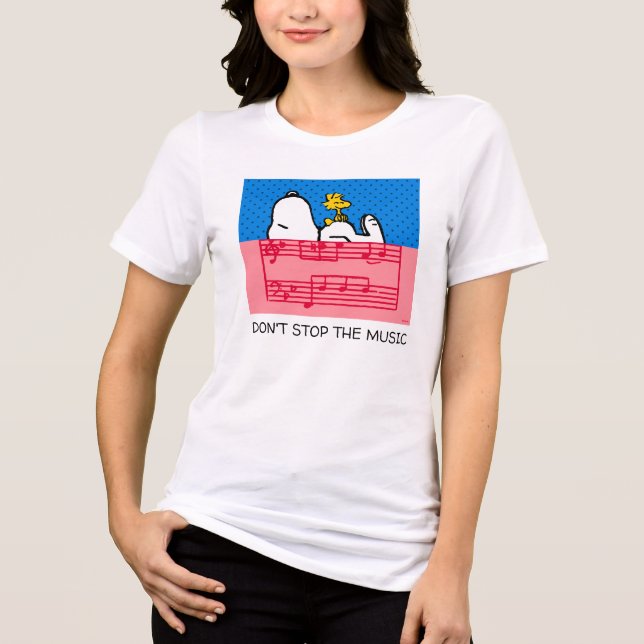 Erdnüsse | Snoopy & Woodstock Music & Polka Dots Tri-Blend Shirt (Vorderseite)