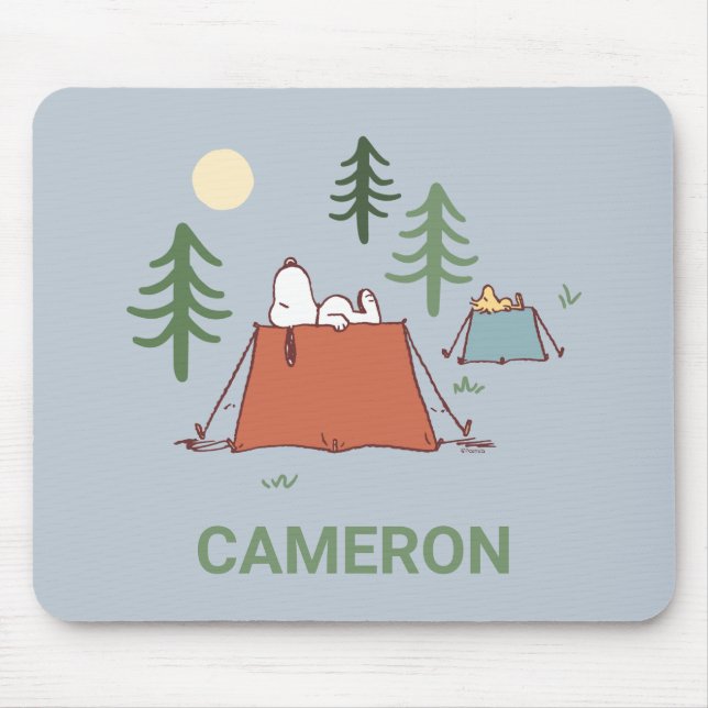 Erdnüsse | Snoopy & Woodstock | Name hinzufügen Mousepad (Vorne)