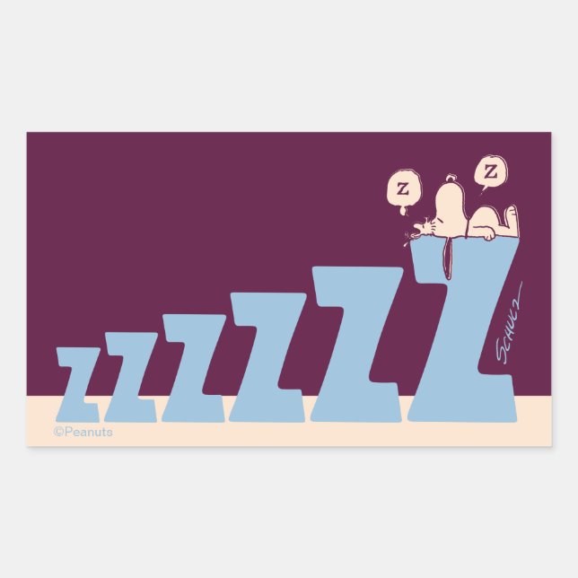 Erdnüsse | Snoopy & Woodstock Nickerchen Rechteckiger Aufkleber (Vorderseite)
