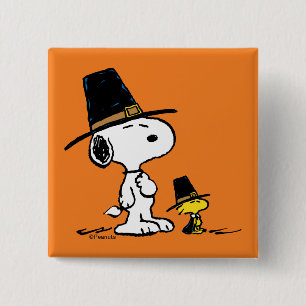 Erdnüsse   Snoopy & Woodstock Pilgrim Button