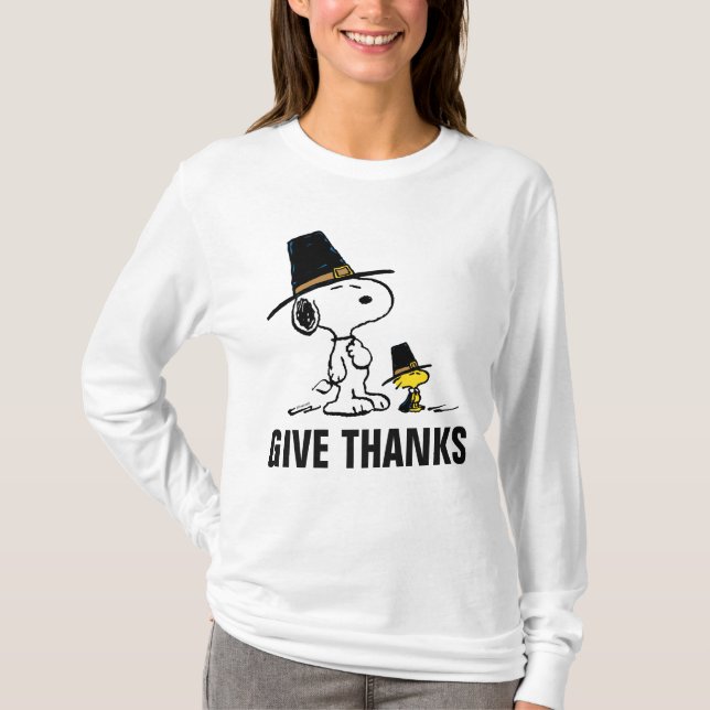 Erdnüsse | Snoopy & Woodstock Pilgrim T-Shirt (Vorderseite)