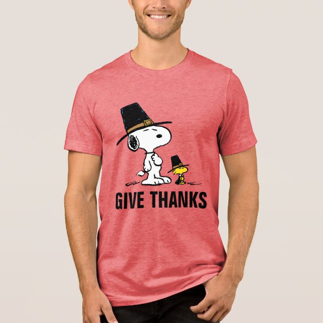 Erdnüsse | Snoopy & Woodstock Pilgrim Tri-Blend Shirt (Vorderseite)