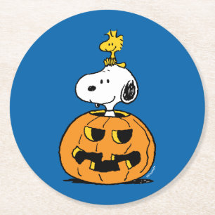 Erdnüsse   Snoopy & Woodstock Pop-up Pumpkin Runder Pappuntersetzer