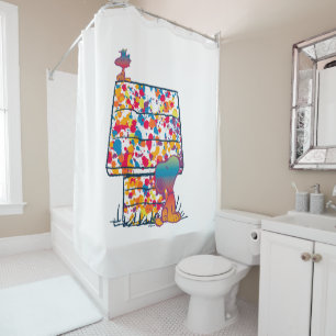 Erdnüsse Snoopy & Woodstock Rainbow Paint Duschvorhang