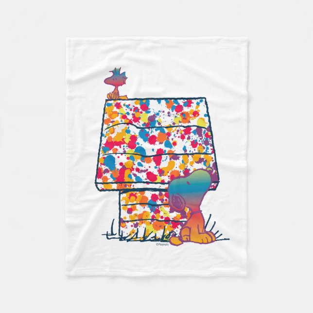 Erdnüsse | Snoopy & Woodstock Rainbow Paint Fleecedecke (Vorderseite)