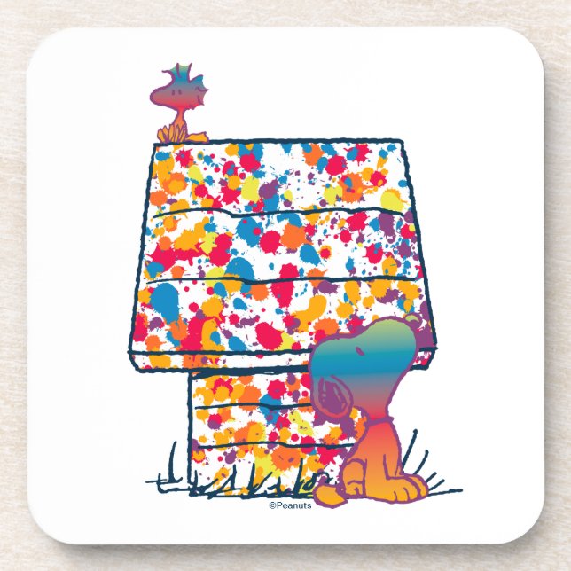 Erdnüsse | Snoopy & Woodstock Rainbow Paint Getränkeuntersetzer (Vorderseite)