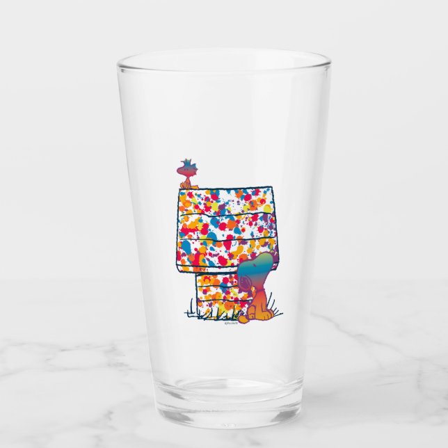 Erdnüsse | Snoopy & Woodstock Rainbow Paint Glas (Vorderseite)