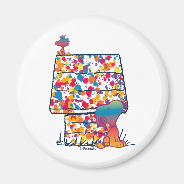 Erdnüsse | Snoopy & Woodstock Rainbow Paint Magnet (Vorne)