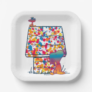 Erdnüsse   Snoopy & Woodstock Rainbow Paint Pappteller
