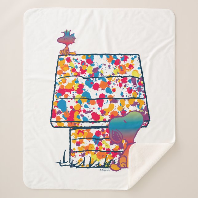 Erdnüsse | Snoopy & Woodstock Rainbow Paint Sherpadecke (Vorderseite)
