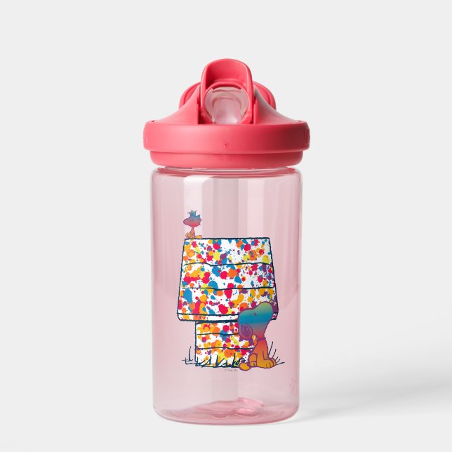 Erdnüsse | Snoopy & Woodstock Rainbow Paint Trinkflasche (Vorne)