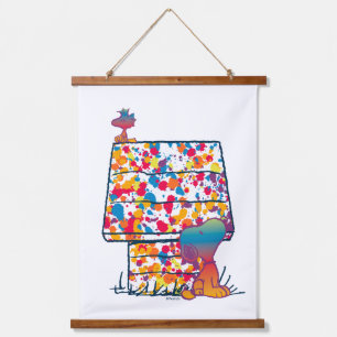 Erdnüsse   Snoopy & Woodstock Rainbow Paint Wandteppich Mit Holzrahmen