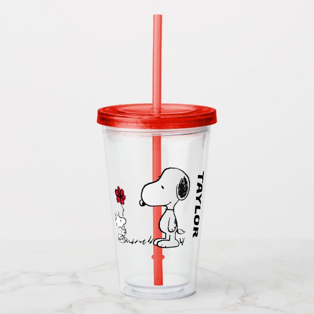 Erdnüsse | Snoopy & Woodstock Red & Black Acryltrinkbecher (Vorderseite)