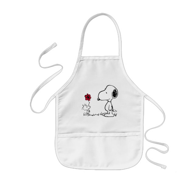 Erdnüsse | Snoopy & Woodstock Red & Black Kinderschürze (Vorne)