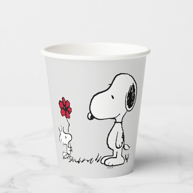 Erdnüsse | Snoopy & Woodstock Red & Black Pappbecher (Vorderseite)