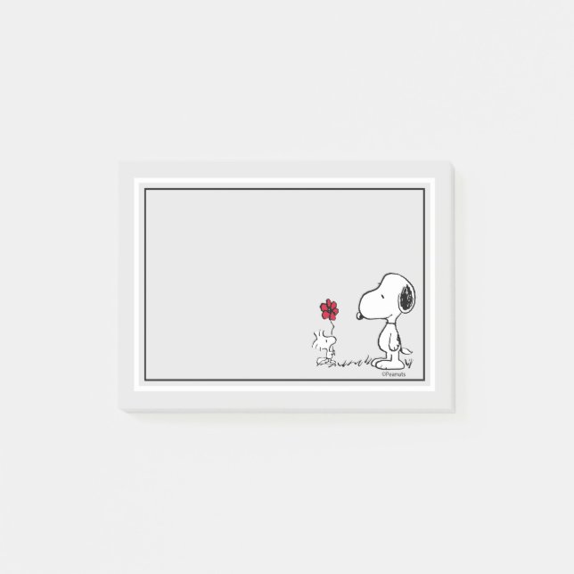 Erdnüsse | Snoopy & Woodstock Red & Black Post-it Klebezettel (Vorderseite)