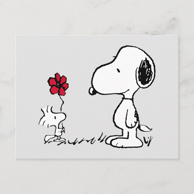 Erdnüsse | Snoopy & Woodstock Red & Black Postkarte (Vorderseite)