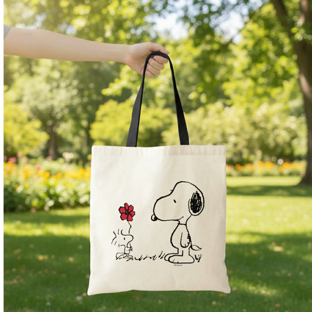 Erdnüsse | Snoopy & Woodstock Red & Black Tragetasche (Von Creator hochgeladen)