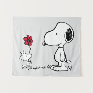 Erdnüsse   Snoopy & Woodstock Red & Black Wandteppich