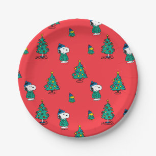 Erdnüsse Snoopy & Woodstock Red Christmas Patter Pappteller