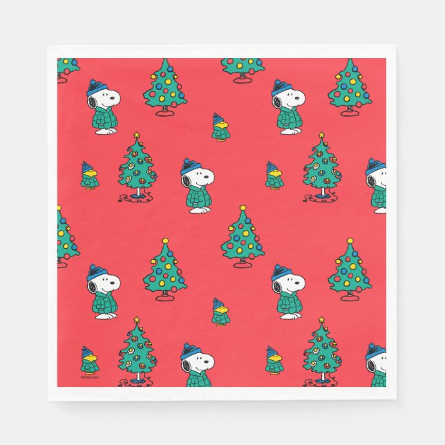 Erdnüsse | Snoopy & Woodstock Red Christmas Patter Serviette (Vorderseite)