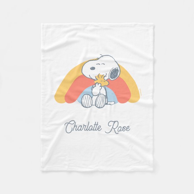 Erdnüsse | Snoopy & Woodstock Regenbogen Baby Fleecedecke (Vorderseite)