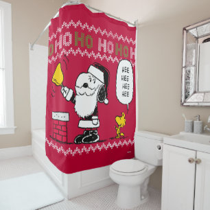 Erdnüsse Snoopy & Woodstock Santa Bell Ringer Duschvorhang